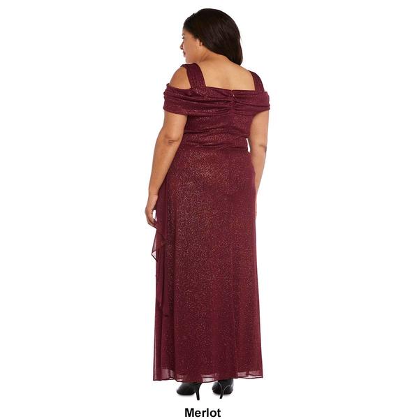 Plus Size R&M Richards Cold Shoulder Ruched Side Evening Gown alternate view