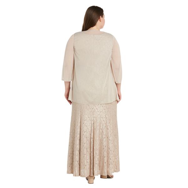 Plus Size R&M Richards Sheer Jacket with Lace Evening Gown alternate view
