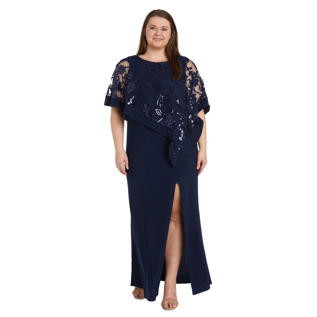 Plus Size R&M Richards Embroidered Poncho Dress