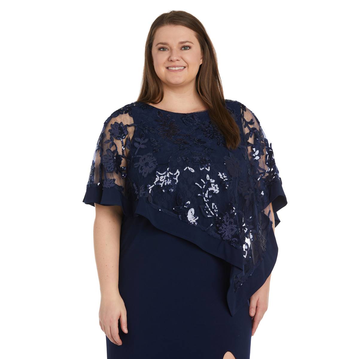 Plus Size R&M Richards Embroidered Poncho Dress