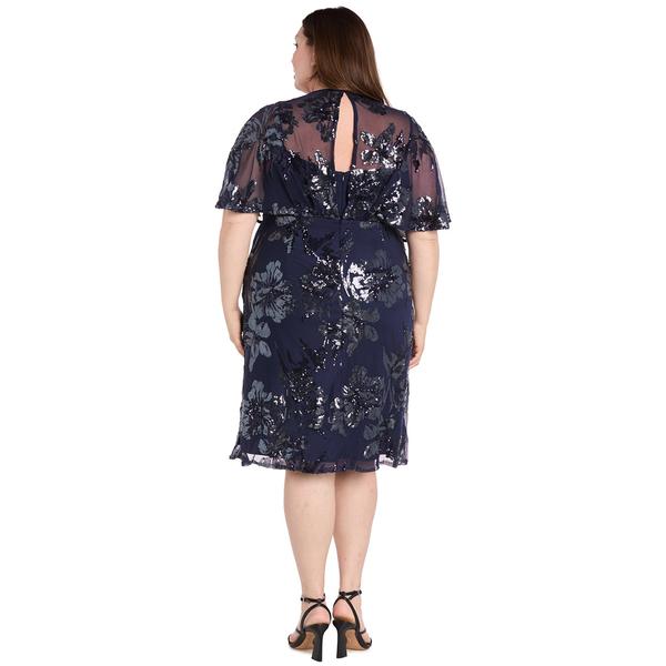 Plus Size R&M Richards Flutter Sleeve Sequin Floral Shift Dress alternate view