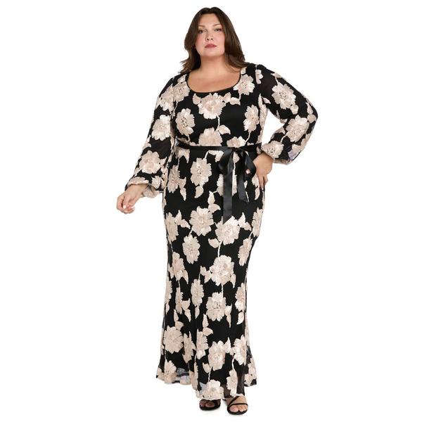 Plus Size R&M Richards Mesh Soutache Floral Evening Gown
