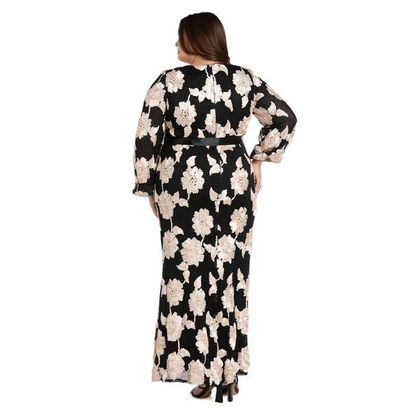 Plus Size R&M Richards Mesh Soutache Floral Evening Gown alternate view