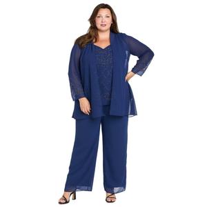 Plus Size R&M Richards 3pc. Beaded Trim Pants Set