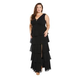 Plus Size R&M Richards Sleeveless Georgette Tier Evening Gown