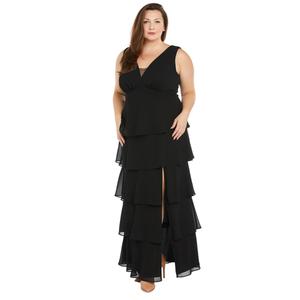 Plus Size R&M Richards Sleeveless Georgette Tier Evening Gown alternate view
