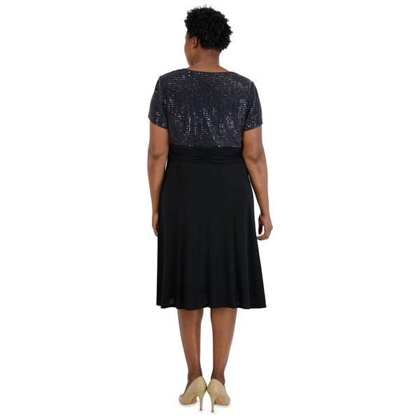 Plus Size R&M Richards Rhinestone Buckle Glitter Wrap Dress alternate view