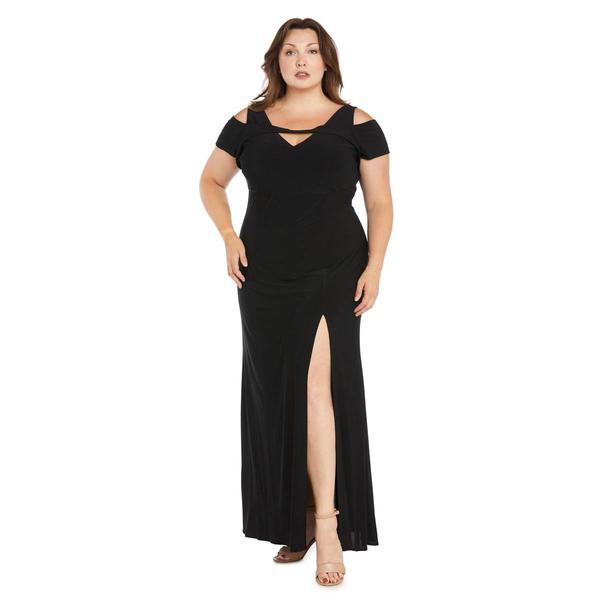 Plus Size R&M Richards Nightway Cold Shoulder Evening Gown