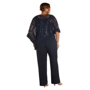 Plus Size R&M Richards Sequin Lace Poncho Pants Set alternate view