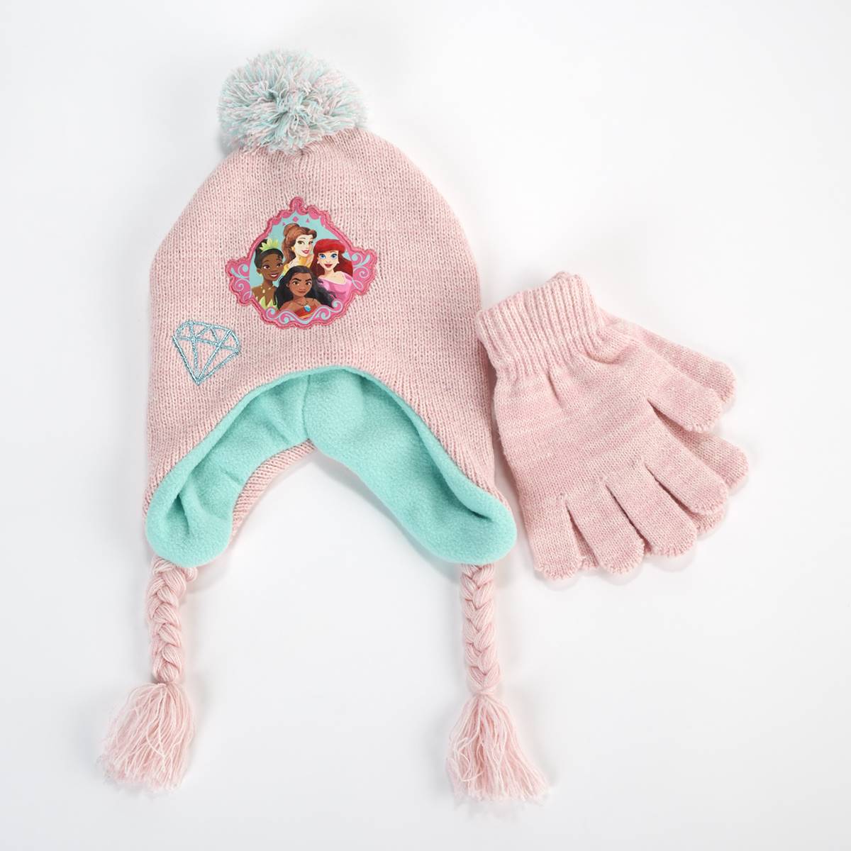 Girls (4-6x) Disney Princess Lurex Laplander Hat & Gloves Set