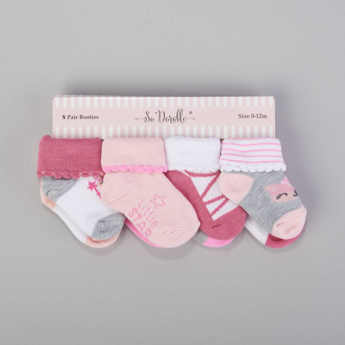 Baby Girl (NB-12M) So'dorable(R) 8pk. Ballerina Fox Cuff Socks