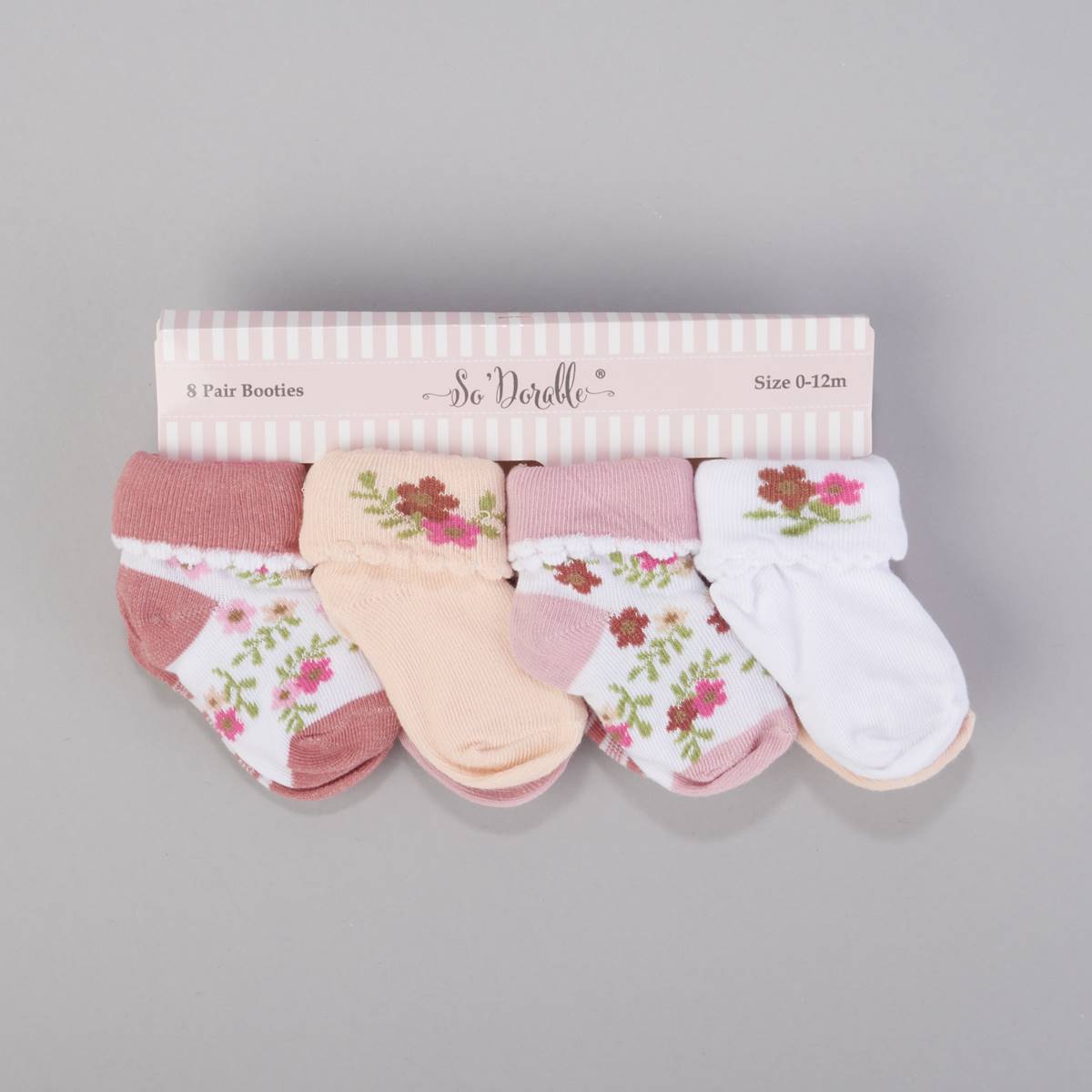 Baby Girl (NB-12M) So'dorable(R) 8pk. Flower Cuff Socks