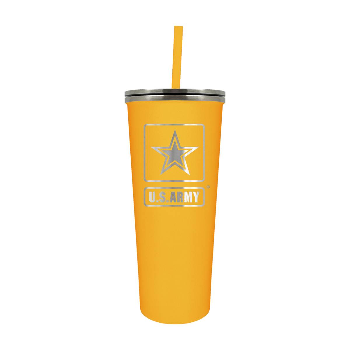 U.S. Army New Skinny Tumbler With Straw - Yellow