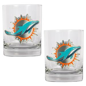 NFL Miami Dolphins 2pc. 14oz. Rocks Glass Set