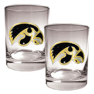 NCAA Iowa Hawkeyes 2pc. Rocks Glass Set