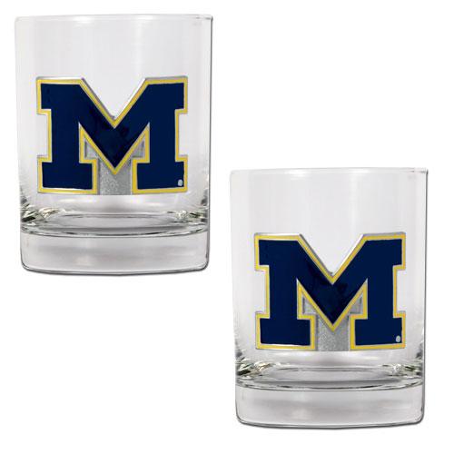 NCAA Michigan Wolverines 2pc. Rocks Glass Set