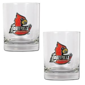 NCAA Louisville Cardinals 2pc. Rocks Glass Set