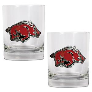 NCAA Arkansas Razorbacks 2pc. Rocks Glass Set