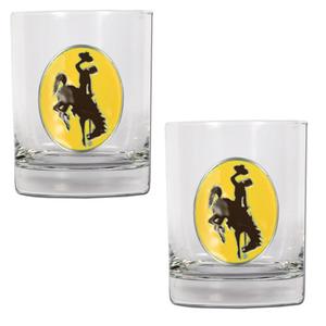 NCAA Wyoming Cowboys 2pc. Rocks Glass Set