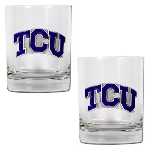 NCAA Texas Christian Horned Frogs Rocks Glass Set