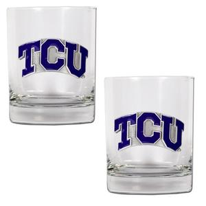 NCAA Texas Christian Horned Frogs Rocks Glass Set