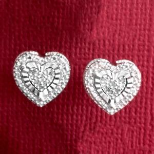 Marsala Sterling Silver 1/20ctw. Diamond Heart Stud Earrings