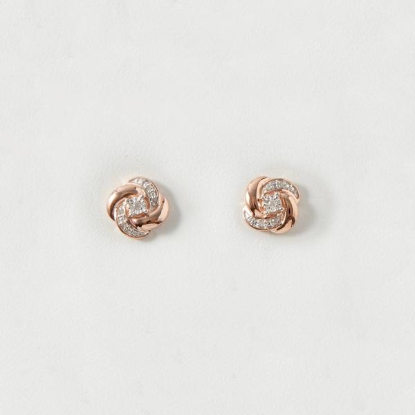 Marsala 1/20ctw. Diamond Accent Love Knot Rose Stud Earrings
