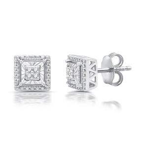 Marsala 0.05ctw. White Diamond Square Shape Post Stud Earrings