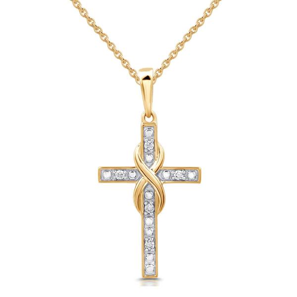 Gold Plated Sterling Silver Cross Pendant Necklace