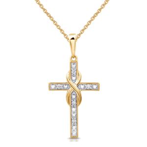 Gold Plated Sterling Silver Cross Pendant Necklace