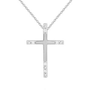 1/20ctw. Natural Diamond Sterling Silver Cross Pendant Necklace