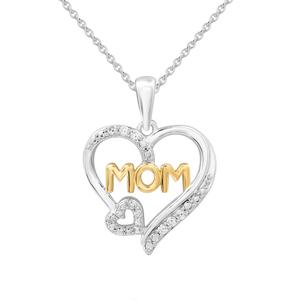 1/20ctw. Natural Diamond Two-Tone Mom Heart Pendant