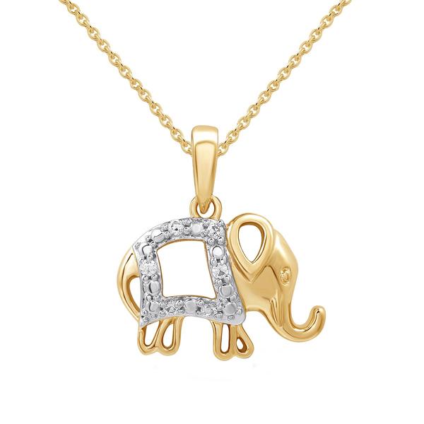 1/20ctw. Natural Diamond Two-Tone Elephant Pendant Necklace