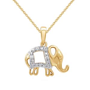 1/20ctw. Natural Diamond Two-Tone Elephant Pendant Necklace