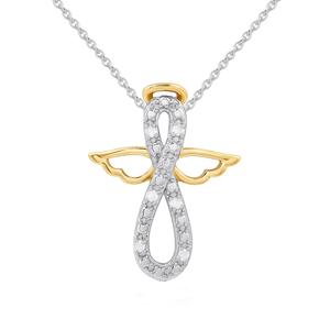 1/20ctw. Natural Diamond Sterling Silver Infinity Angel Pendant
