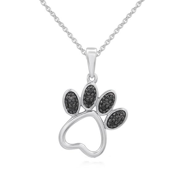 1/20ctw. Natural Diamond Sterling Silver Paw Pendant Necklace
