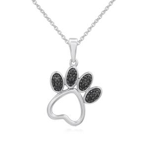 1/20ctw. Natural Diamond Sterling Silver Paw Pendant Necklace