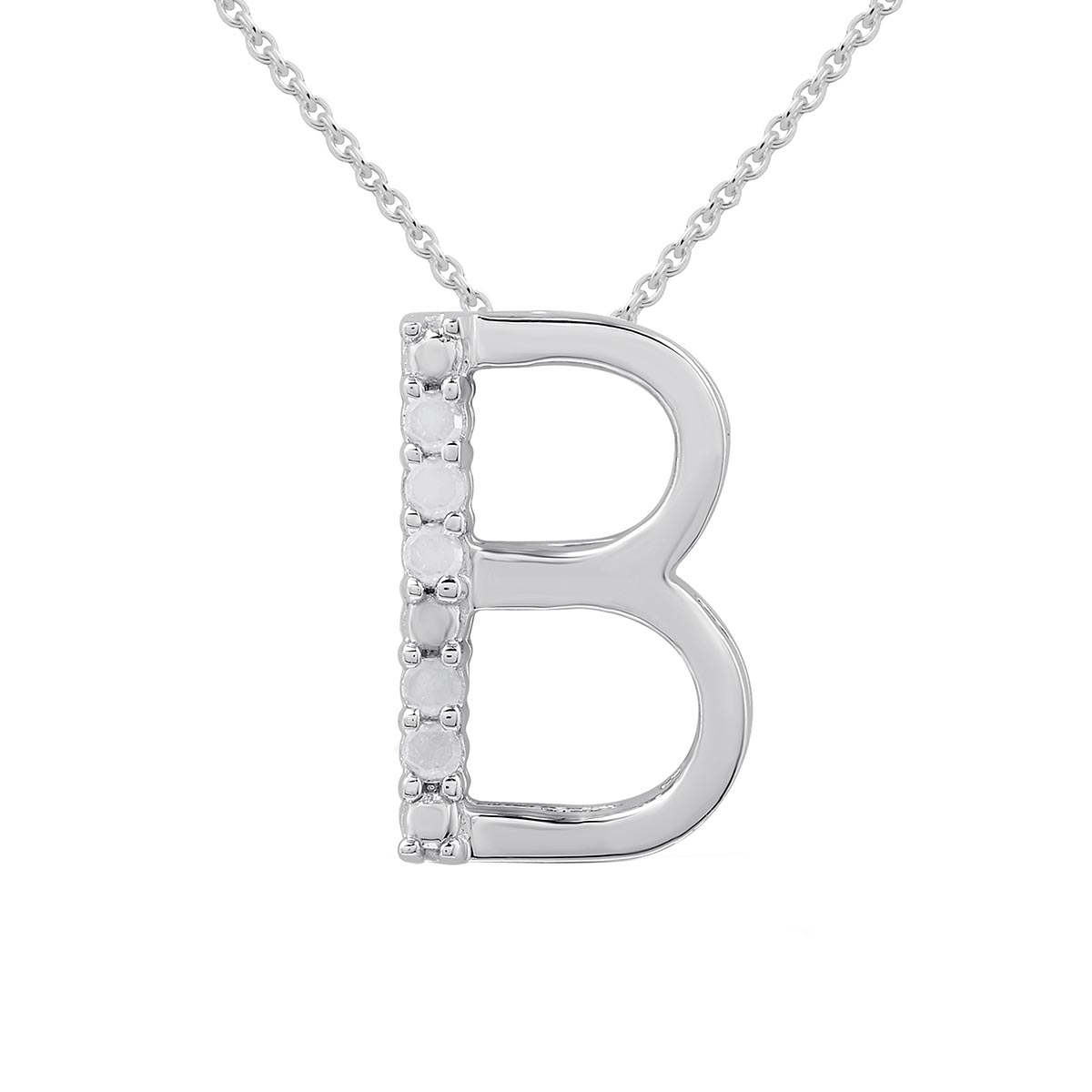 1/20ctw. Natural Diamond Sterling Silver Letter B Pendant