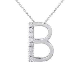 1/20ctw. Natural Diamond Sterling Silver Letter B Pendant