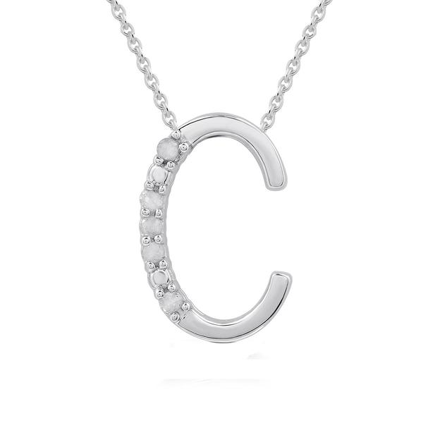 1/20ctw. Natural Diamond Sterling Silver Letter C Pendant