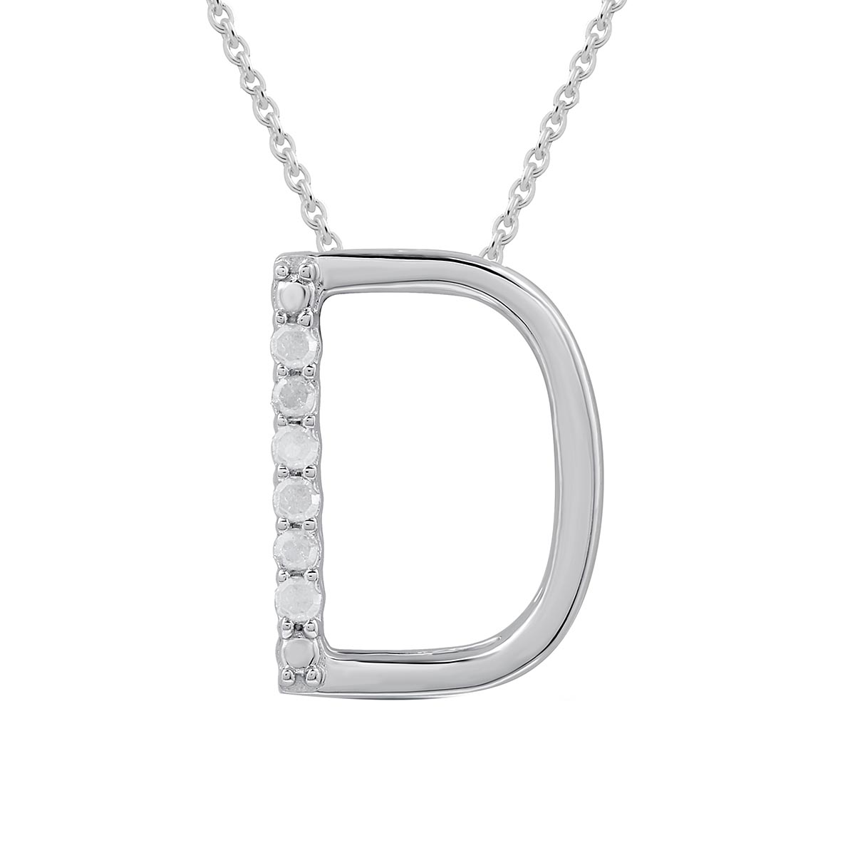 1/20ctw. Natural Diamond Sterling Silver Letter D Pendant