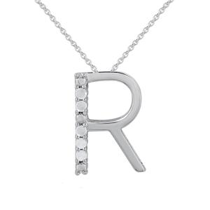 1/20ctw. Natural Diamond Sterling Silver Letter R Pendant
