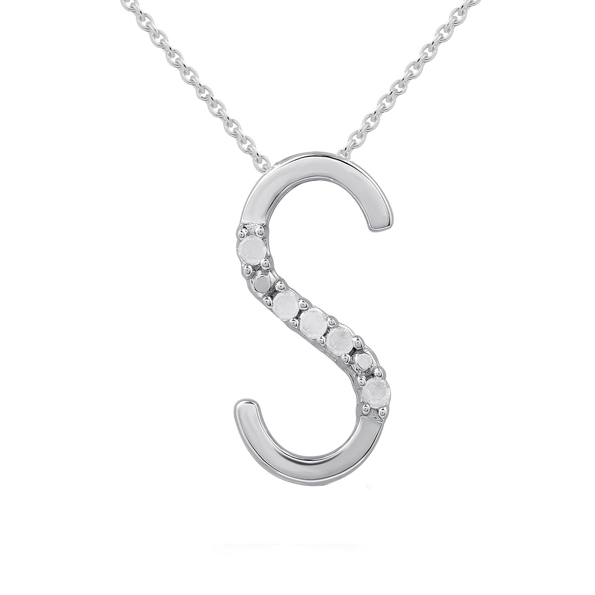 1/20ctw. Natural Diamond Sterling Silver Letter S Pendant