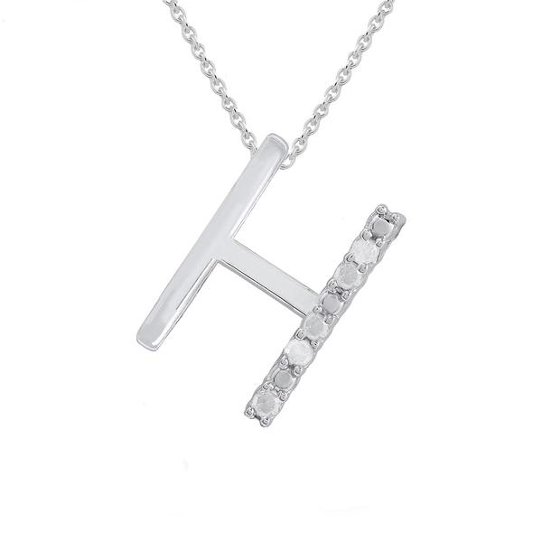 1/20ctw. Natural Diamond Sterling Silver Letter H Pendant