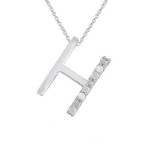 1/20ctw. Natural Diamond Sterling Silver Letter H Pendant