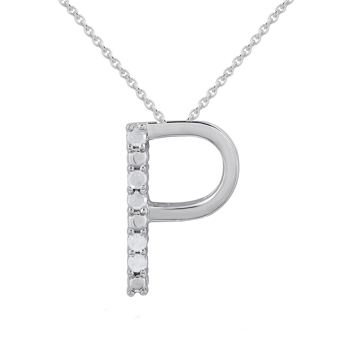 1/20ctw. Natural Diamond Sterling Silver Letter P Pendant