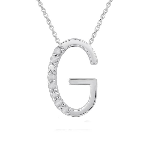 1/20ctw. Natural Diamond Sterling Silver Letter G Pendant