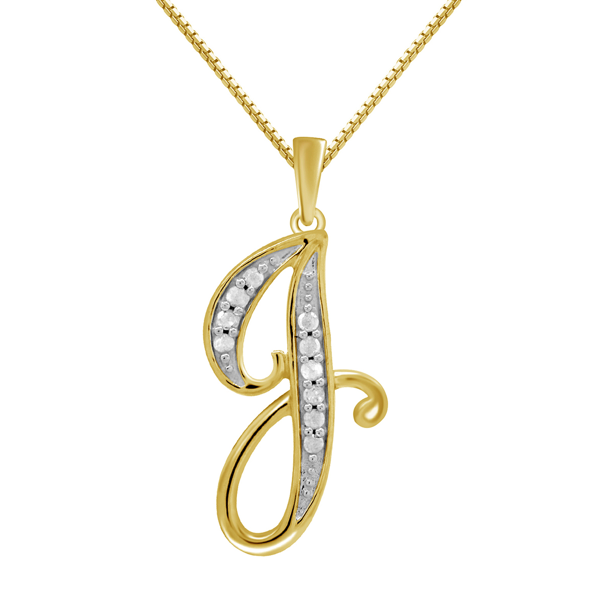 Marsala Gold Plated 1/10ctw. Diamond Initial J Pendant Necklace