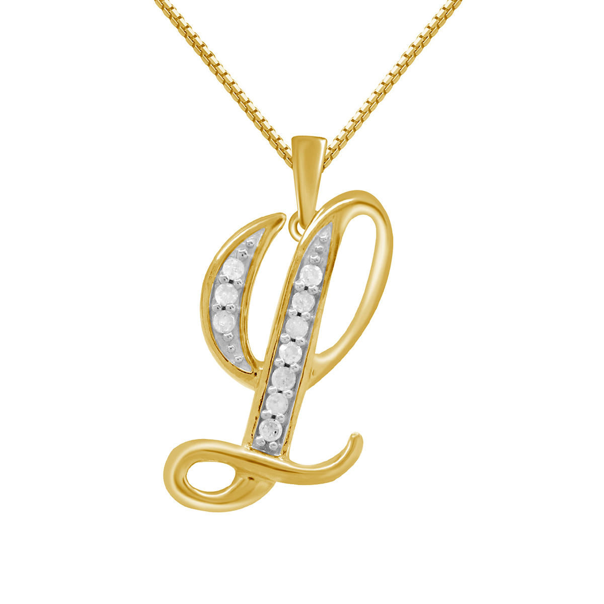 Marsala Gold Plated 1/10ctw. Diamond Initial L Pendant Necklace