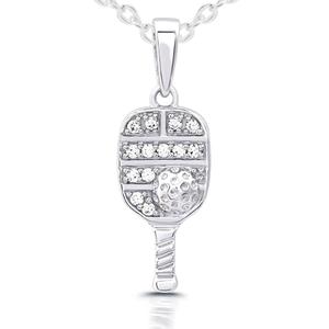 1/10ctw. White Diamond Pickleball Pendant Necklace